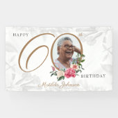 フローラ60誕生日ホワイト金ゴールドシックカスタム写真 横断幕 (横)