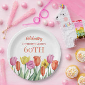 フローラ60誕生日 ペーパープレート (パーティー)