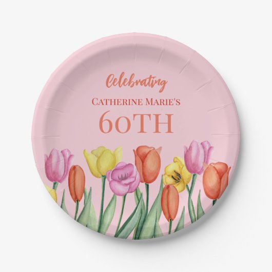 フローラ60誕生日 ペーパープレート (正面)