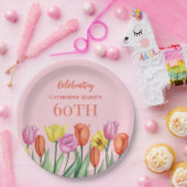 フローラ60誕生日 ペーパープレート (パーティー)