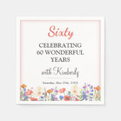 フローラ60th誕生日パーティナプキンス60年の花 スタンダードカクテルナプキン (正面)