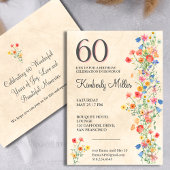 フローラ60th誕生日パーティーエレガントルドフラワー60 招待状