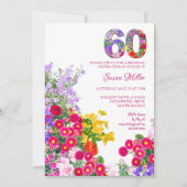 フローラ60th誕生日 – ガーデンお祝いデザイン 招待状 (正面)