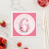 フローラ6th誕生日カスタムシックスフェアリープリンセス スタンダードカクテルナプキン (インサイチュ)