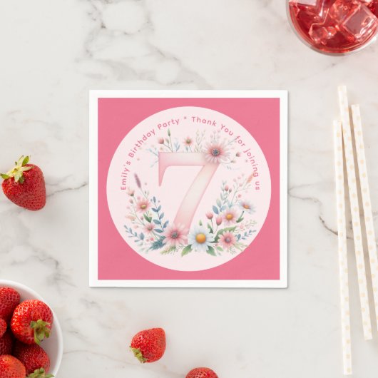 フローラ7位誕生日セブンカスタムフェアリープリンセス スタンダードカクテルナプキン (インサイチュ)