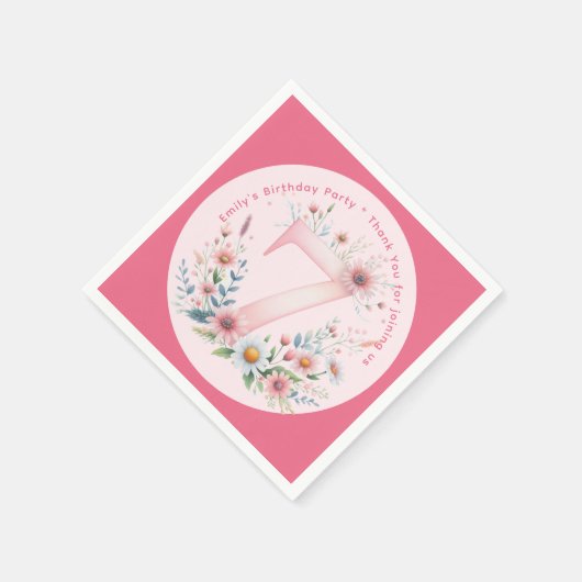 フローラ7位誕生日セブンカスタムフェアリープリンセス スタンダードカクテルナプキン (角)