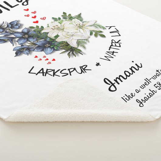 フローラ7月誕生月フラワーカスタムクリスチャン シェルパブランケット (3/4)