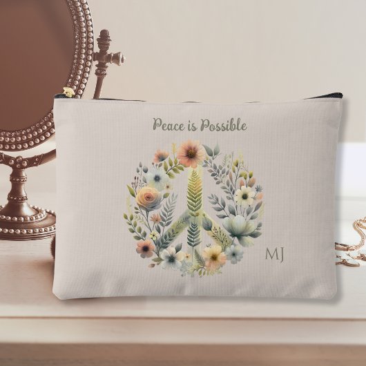 フローラ70年代レトロ「平和が可能」平和サイン アクセサリーポーチ
