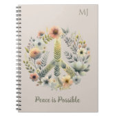 フローラ70年代レトロ「平和が可能」平和サイン ノートブック (正面)