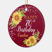 フローラ70誕生日ひまわりブルゴーニュ セラミックオーナメント (左)