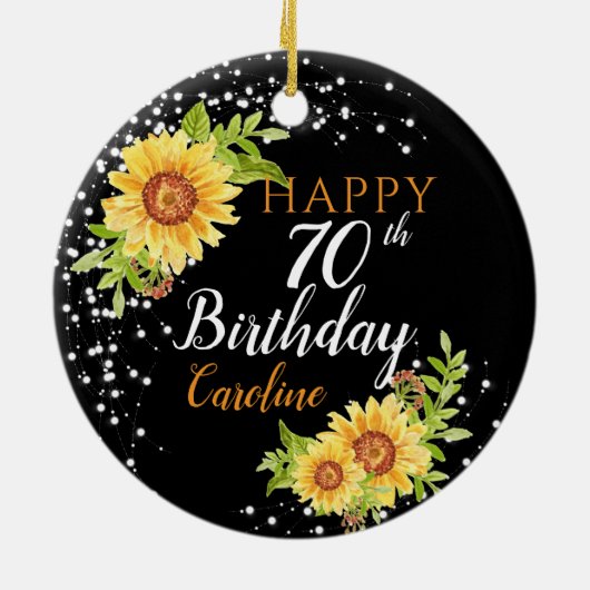 フローラ70誕生日ひまわり セラミックオーナメント (裏面)