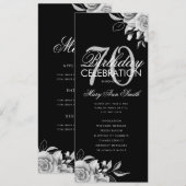 フローラ70誕生日プログラムシルバーブラック付き/メニュー 招待状 (正面/裏面)