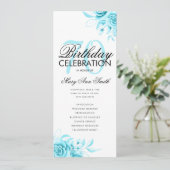 フローラ70誕生日プログラムティール（緑がかった色）（メニュー付き） 招待状 (スタンド正面)