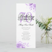 フローラ70誕生日プログラムパープル（メニュー付き） 招待状 (スタンド正面)