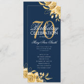 フローラ70誕生日プログラム金ゴールドとネイビー付き/メニュー 招待状 (正面/裏面)