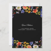 フローラ70誕生日日付を保存する黒 招待状 (裏面)