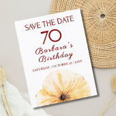 フローラ70誕生日 – 黄エレガント色開花デザイン 案内ポストカード