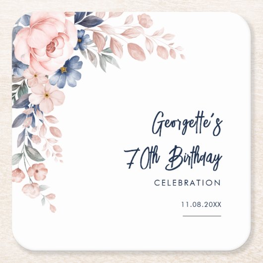 フローラ70thバースデーパーティー植物学カスタム院 スクエアペーパーコースター (正面)