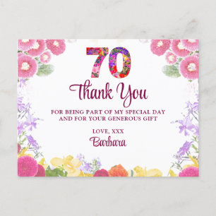 フローラ70th誕生日サンキューカード70フラワーシック ポストカード