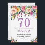 フローラ70th誕生日招待状パープル 招待状<br><div class="desc">フローラ70位の誕生日招待状。水彩フローラ花ピンク、黄、オレンジ、紫の花。大人の誕生日。第30回第40回第50回第70回第80回第100回第13回第16回第18回第20回第21代任意の年齢さらにカスタマイズするには、「クリック カスタマイズ   」ボタンをクリックし、デザインツールを使用してこのテンプレートを変更してください。</div>