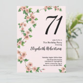 フローラ71番目の誕生日招待状イン赤面ピンク 招待状 (スタンド正面)