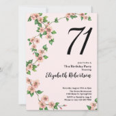 フローラ71番目の誕生日招待状イン赤面ピンク 招待状 (正面)