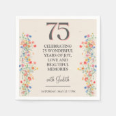 フローラ75番目の誕生日-エレガントパーティースタイル スタンダードカクテルナプキン (正面)