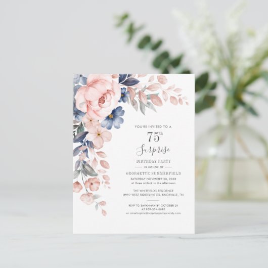 フローラ75thサプライズバースデーパーティー植物学 インビテーションポストカード (スタンド正面)