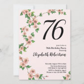 フローラ76誕生日招待状イン赤面ピンク 招待状 (正面)
