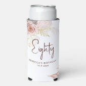 フローラ80歳の誕生会パーソナライズされた スリム缶クーラー (Seltzer正面)