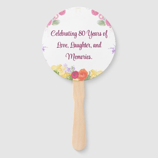 フローラ80歳の誕生日パーティーは80人のファンをカスタム支持する ハンドファン (裏面)