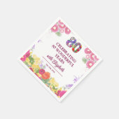 フローラ80歳の誕生日パーティー80年の花柄 スタンダードカクテルナプキン (角)