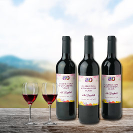 フローラ80歳の誕生日ボトル80年パーティー ワインラベル