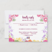 フローラ80歳の誕生日RSVPカード80 エレガント 出欠カード (正面)