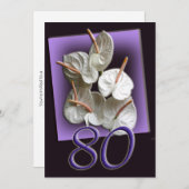 フローラ80歳誕生日パーティーの招待 招待状 (正面/裏面)