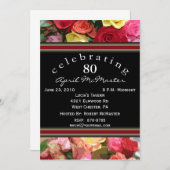 フローラ80歳誕生日パーティーの招待 招待状 (正面/裏面)