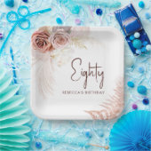 フローラ80誕生日パンパスグラスパーティー ペーパープレート (パーティー)