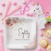 フローラ80誕生日パンパスグラスパーティー ペーパープレート (パーティー)