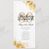 フローラ80誕生日プログラム金ゴールド（メニュー付き） 招待状 (正面/裏面)