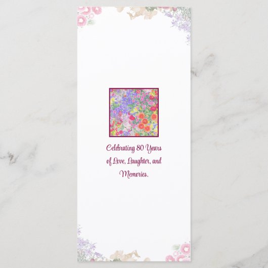 フローラ80誕生日メニューカーエレガントド80年 メニュー (裏面)