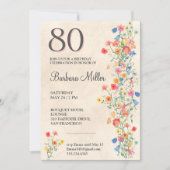 フローラ80誕生日ワイルドフラワー80年パーティー 招待状 (正面)