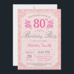 フローラ80誕生日招待状ピンク（女性用） 招待状<br><div class="desc">フローラ80誕生日招待状。ピンクのフローラフラワーパッテン。女性、女性、女の子の誕生日。第15回16回18回20回21回30回50回70回80回90回100回Any Ages.さらにカスタマイクリックズを行う場合はカスタマイズ、「IT」ボタンをクリックし、このテンプレートを変更するために当社のデザインツールを使用する。</div>