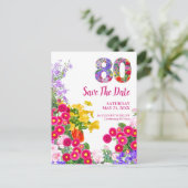 フローラ80誕生日日付の保存 – モダンデザイン 案内ポストカード (スタンド正面)