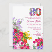 フローラ80誕生日 – ガーデンエレガントパーティー 招待状 (正面)