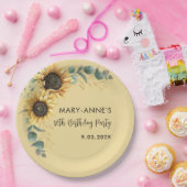 フローラ80thバースデーパーティーひまわり ペーパープレート (パーティー)