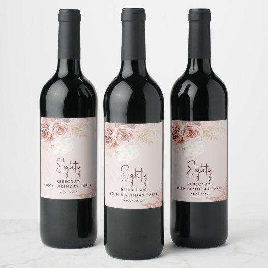 フローラ80thバースデーパーティーパンパスグラス ワインラベル (ボトル)