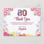 フローラ80th誕生日サンキューカード80フラワーシック ポストカード (正面)