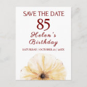 フローラ85番目の誕生日 – 黄エレガント色開花デザイン 案内ポストカード (正面)
