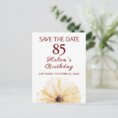 フローラ85番目の誕生日 – 黄エレガント色開花デザイン 案内ポストカード (スタンド正面)