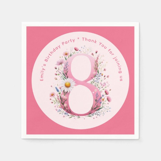 フローラ8th誕生日カスタムエイトフェアリープリンセス スタンダードカクテルナプキン (正面)